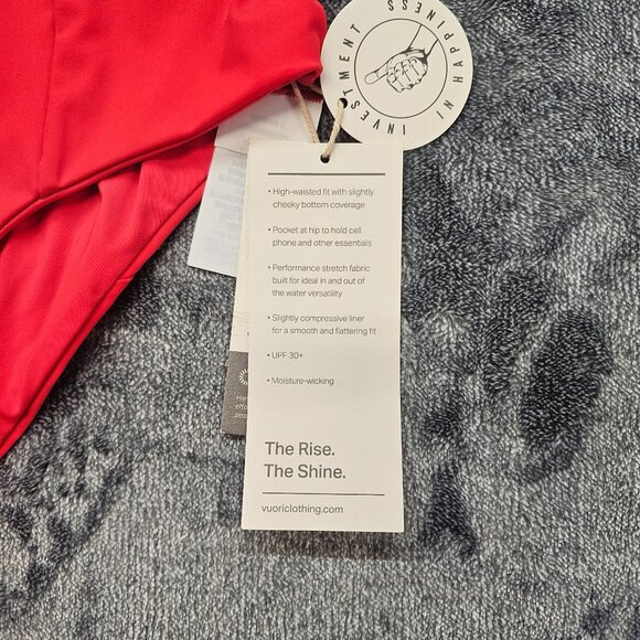 Vuori Dune Bikini Swim Bottom Womens XL red high waisted pocket performance NWT - Picture 3 of 12